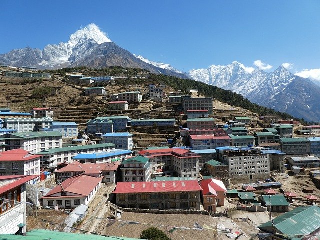 Scenic view of Namche Bazaar, the gateway village to Everest Base Camp in the Khumbu region